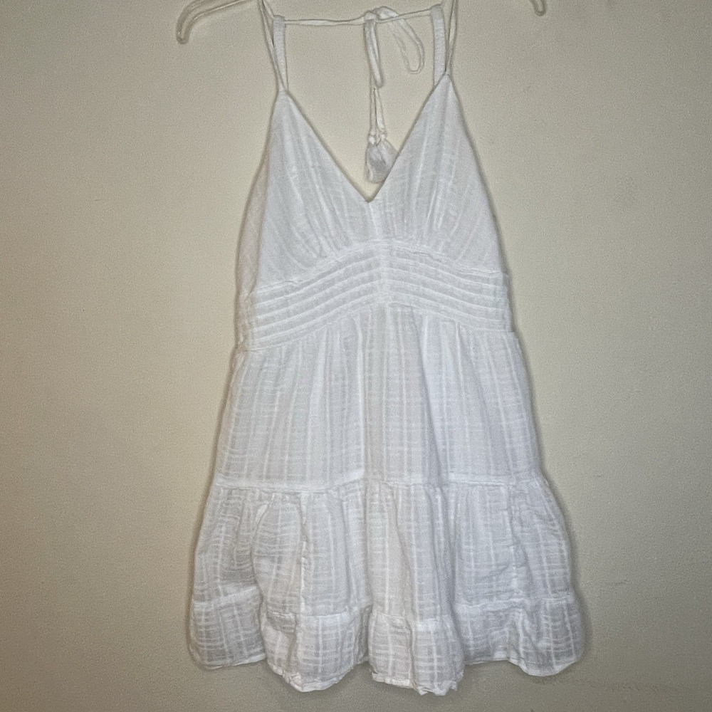 American Eagle White Babydoll Mini Dress Strappy Open‎ Back Size Large NWT - Picture 2 of 11